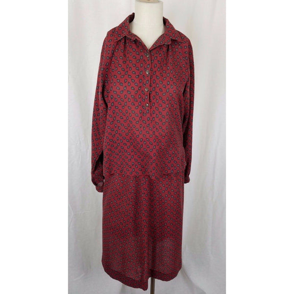 Matti of Lynne 2 Piece Skirt & Shirt Top Jacket Outfit Set Suit Womens 6 Paisley