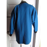 Sheridan Square Vegan Leather Knit Wool Short Coat Peacoat Womens 8 Bright Blue