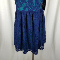 Ivy + Blu Lace Overlay Fit & Flare Twirl Dress Womens 8 Summer Mini Sundress NWT