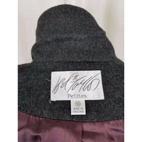 Lord & Taylor Petites Wool Cashmere Gray Double Breasted Blazer Jacket Womens PM