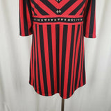 Mod Vintage 60s Twiggy Space Age Fit & Flare Twirl Mini Dress Striped Womens M L