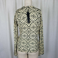 Pierri New York Gold Glitter Metallic Knit Sweater Top Diamond Print Womens M L