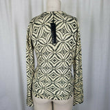 Pierri New York Gold Glitter Metallic Knit Sweater Top Diamond Print Womens M L