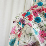 Vintage Handmade Wrap Dress Womens L XL Floral Cotton Belted Tie Shawl Collar