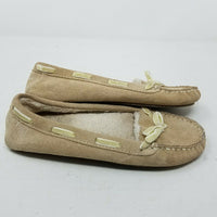 LL Bean Moccasins Shearling Fleece Lined Low Slippers Shoes Womens 7 264582 Tan