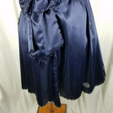 Vintage Navy Blue Velvet Chiffon Jeweled Prom Pageant Dress Junior 2XL Womens XS