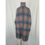 MacNaughtons Pitlochry Scotland Wool Plaid Fringed Woven Sweater Coat Womens M L