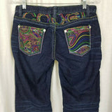 Coogie Embroidered Denim Blue Jeans Womens 7 8 Loud Abstract Hip Hop Sexy Flirty