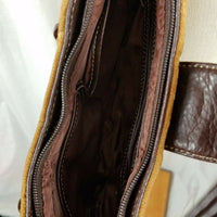 Tommy Hilfiger Brown Canvas Leather Boho Logo Shoulder Bag Handbag Purse Vintage