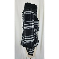 Tally Weijl Tartan Plaid Fleece Knit Funnel Neck Belted Bomber Jacket Womens 38