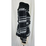 Tally Weijl Tartan Plaid Fleece Knit Funnel Neck Belted Bomber Jacket Womens 38