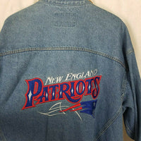 New England Patriots NFL Blue Jean Denim Trucker Jacket Mens XL Leather Proelite