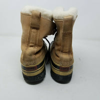 Sorel Caribou Boots Brown Leather Fur Felted Lined Winter Snow Boots Womens 7