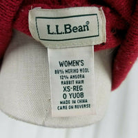 LL Bean Merino Wool Angora Turtleneck Sweater Womens XS Mottled Red Lightweight