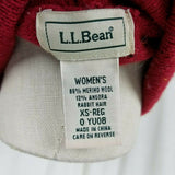 LL Bean Merino Wool Angora Turtleneck Sweater Womens XS Mottled Red Lightweight