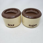 Vintage Sterilite 2 Piece 70s Canister Set Flour Sugar Brown Plastic Lidded Top