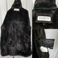 Jones New York Leather Faux Shearling Sherpa Berber Deep Pile Fur Peacoat M