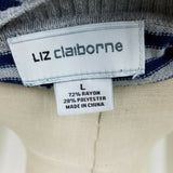 Liz Claiborne Diagonal Striped Knit Asymmetrical Hi Lo Sweater Womens L Blue