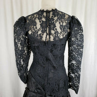 Vintage Scott McClintock Avant Garde Black Lace Formal Prom Dress Womens 8 Bow