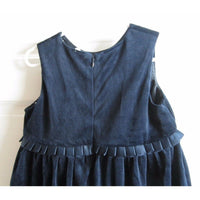 Little Bitty Embroidered Floral Velvet Pleated Tulle Party Dress Girls 4T Navy