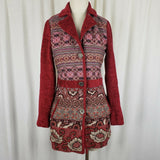 Desigual Natalie 67E29E2 Colorful Tapestry Wool Patchwork Peacoat Womens 36 XS