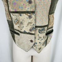Leather Sound Pig Suede Patchwork Vest Buckle Back Womens S Boho Hippie Country