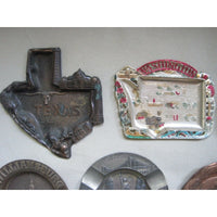 LOT of 7 VINTAGE ASHTRAYS TOURISM TRAVEL STATES PAINTED METAL COLLECTIBLES JAPAN
