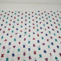 Vintage Dancing Teddy Bears Honey Pots Bees Stretch Jersey Knit Fabric 2 yards