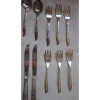International Supreme Silverplate Silverware Flatware Random Rose 21 Pieces 1960