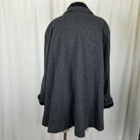 Jofeld De Ball Velvet Trim Short Aline Skater Swing Peacoat Jacket Womens L Gray