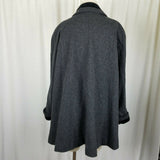 Jofeld De Ball Velvet Trim Short Aline Skater Swing Peacoat Jacket Womens L Gray