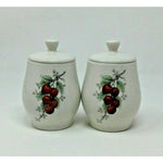 SYRACUSE Carefree True China Wayside Fruit 5" Sugar Bowls With Lids USA Set Of 2