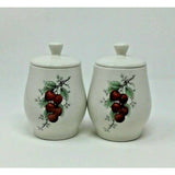 SYRACUSE Carefree True China Wayside Fruit 5" Sugar Bowls With Lids USA Set Of 2