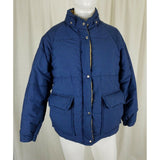 Vintage LL Bean Winter Puffer Parka Jacket Womens M Navy Blue 60s 70s Rockabilly