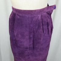 Richard Warren Purple Long Midi Boho Brushed Leather Suede Skirt Womens 8 Pencil