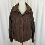 LL Bean Petites Chocolate Brown Corduroy Trucker Style Jean Jacket Womens LP