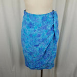 Liz Claiborne Collection Silk Wrap Skirt Womens L Vintage Blue Hawaiian Floral