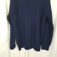 LL Bean Rag Wool Shawl Collar Henley Leather Buttons Knit Sweater Mens L Vintage