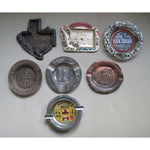 LOT of 7 VINTAGE ASHTRAYS TOURISM TRAVEL STATES PAINTED METAL COLLECTIBLES JAPAN