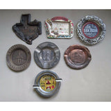 LOT of 7 VINTAGE ASHTRAYS TOURISM TRAVEL STATES PAINTED METAL COLLECTIBLES JAPAN