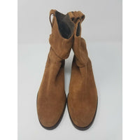 LL Bean Women's 9.5 M Slouch Ankle Boots Nubuck Cognac Suede Brushed Leather Tan