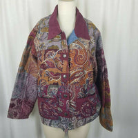 Tantrums Quilted Paisley Tapestry Art To Wear Jacket Blazer Womens L Corduroy