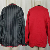Vintage Reversible Quilted Artsy Jacket Blazer Womens L Handmade Black Red 90s