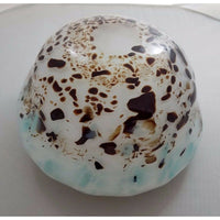 HAND BLOWN GLASS ART Decorative BOWL MURANO STYLE Weighted Blues Browns White