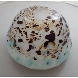 HAND BLOWN GLASS ART Decorative BOWL MURANO STYLE Weighted Blues Browns White