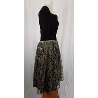Jessica McClintock Bridal Velvet Keyhole Gold Lace Formal Dress Womens 12 USA