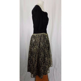 Jessica McClintock Bridal Velvet Keyhole Gold Lace Formal Dress Womens 12 USA