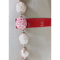 Strand Large Crochet Pink Beads Faux Pearl BEADED NECKLACE Vintage Contemporary