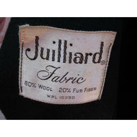 Juilliard Fabric Mid Century Mod Fur Collar Wool Coat Cloak Womens S M USA Black