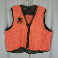 Vintage The Apparel Co. Hunter Safety Orange Camo Hunting Vest Mens L Patch